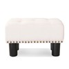 LUE BONA Small Tufted Foot Stool, Beige Rivet Fabric Ottoman