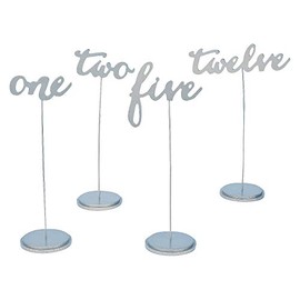 Silver Table Numbers (1-12 wooden calligraphy) Wedding and Party Supplies