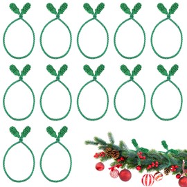 Prasacco 12 Pcs Christmas Garland Ties, 15.7 Inch Decorative Twist Ties for Banister, Flexible and Reusable for Xmas Holiday Craft Wrapping (Brown)