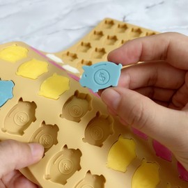 Tadonyny Adorable Piggy Bank Silicone Molds for Homemade Chocolates, Gummies, Candies with Scraper