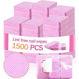 1500 Toallitas para Uñas Sin Pelusa, Color Rosa, para Uñas de Gel, Quitaesmalte Sin Pelusa, para Extensiones de Pestañas, Pegamento, Almohadillas de Limpieza para Uñas.