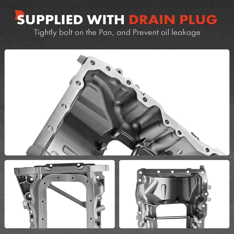 A-Premium Upper Engine Oil Pan Sump with Drain Plug Compatible