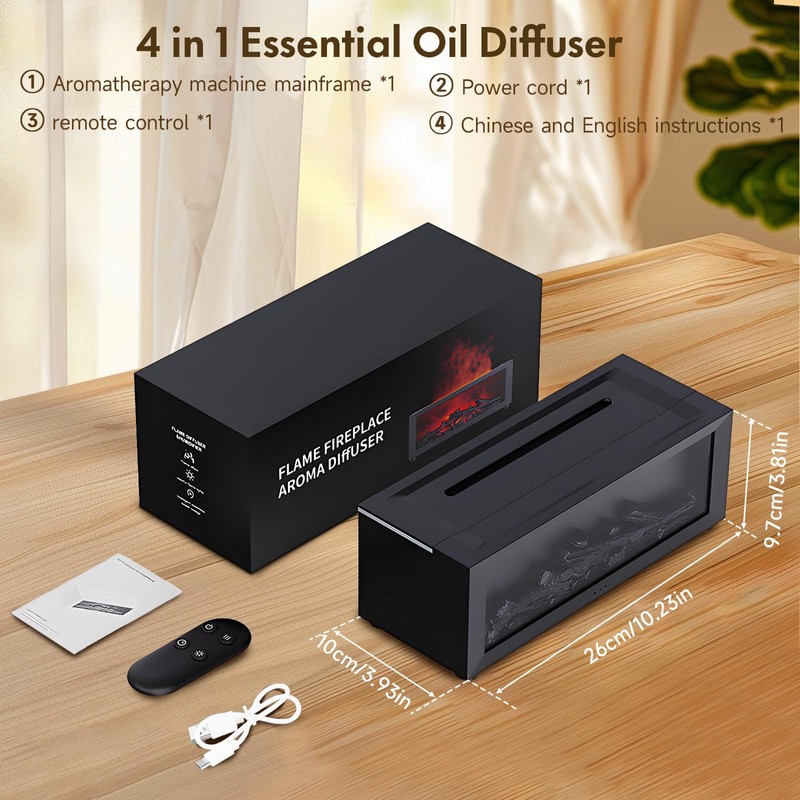 3D Flame Diffusor für ätherische Öle, Flammenbefeuchter Kamin, 150 ml
