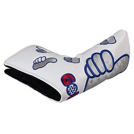 Premium PU Leather Scotty Cameron Odyssey Putter Cover Magnetic Closure GoodJob Embroidery Pin Type (White)
