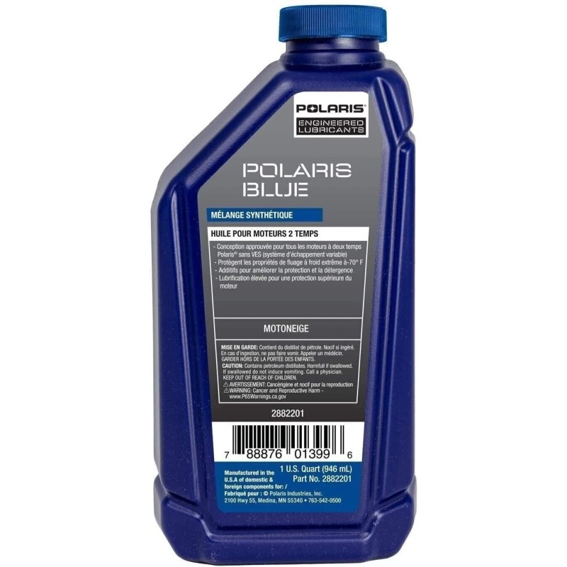Polaris Blue Synthetic Blend 2-Cycle Oil 2-Stroke Snowmobiles, 2882201, 1