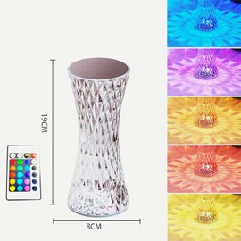 Yckeogln Touch Control Crystal Table Lamp,16 Color Changing Diamond Bedside Light,USB Charging Acrylic Crystal Lamps,LED Night Light Crystal Diamond Table Lamp,Bedroom,Living Room,Office Decoration