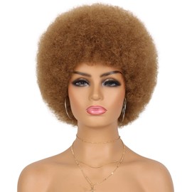 G&T Wig Afro Puff Wigs for Black Women 70s Wigs Natural Looking Fluffy and Bouncy Afro Curly Wigs for Daily Party Use (30#)