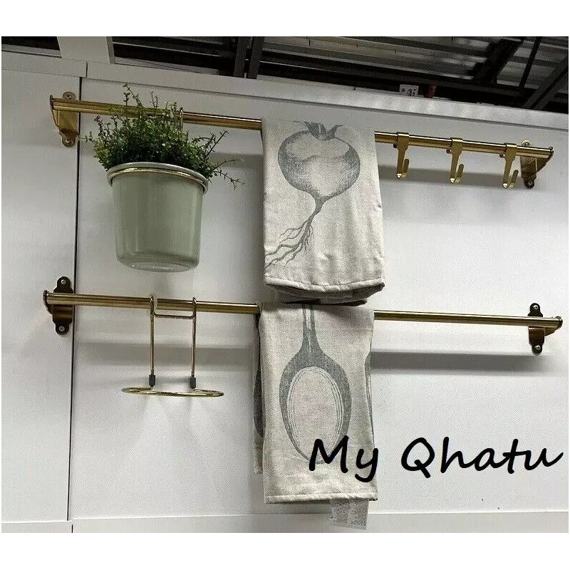 Ikea HULTARP Kitchen Bath Rail (Only) Rod Steel, Polished Brass