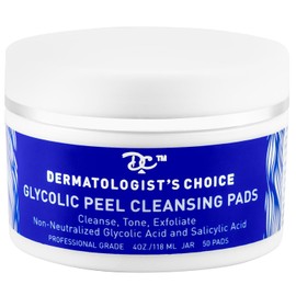 Dermatologist's Choice 10% Non-Neutralized Glycolic Peel Cleansing Pads with Salicylic Acid - 50 Pads