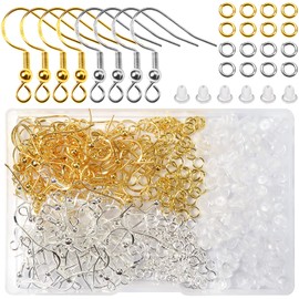TOAOB 400 Pieces Earrings Make Your Own Set with Silver Gold Ear Hooks Piece Earring Clasps and Pieces Jump Rings Jewellery Craft Accessories for DIY Earrings Jewellery Making