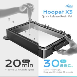 Chitu Systems Hoopat X4 Quick Release Resin Tank for ELEGOO Saturn 4/Saturn 4 Ultra 3D Printers with Pre-Hole PFA Release Film, All-in-one Metal Resin Vat for Easy Printing