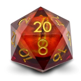 Sage's Portal Liquid Core Eyes Dice 33mm D20 Die with Glass core for DND Dungeons and Dragons Pathfinder RPG TTRPG (Eye of The Red Serpent)