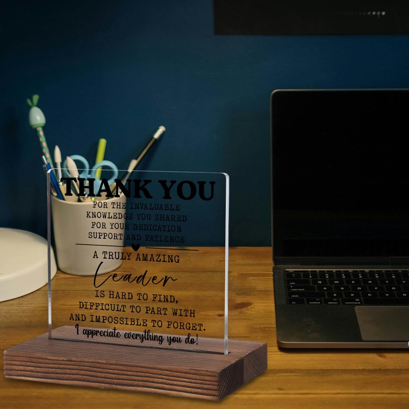 Thank You Leader Gift – Acrylic Desk Plaque with Appreciation