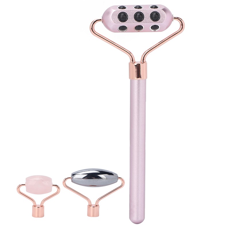 3 in 1 Rose Quartz Face Roller Massager Germanium Facial