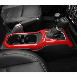 JeCar Interior Gear Shift Cup Holder Panel Cover Trim Fit for Jeep Wrangler JL JLU Gladiator JT 2018-2024 2025+ (Red)