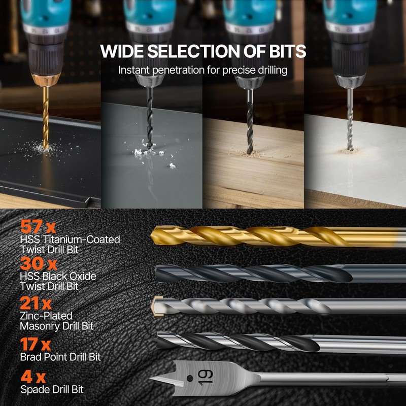 VEVOR Drill Bit Set, 246 Pieces Drill and Driver Bit