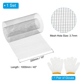 PATIKIL 40"L x 10"W Woven Wire Mesh, 6 Mesh 304 Stainless Steel Air Vent Filter Screen with Gloves for Window Security Vent Cover Filtration Animals Fence