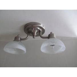 ITC Brushed Nickel 12 VOLT RV Arm White Alabaster Glass Ceiling Dinette Light SALE