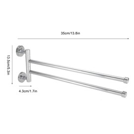 Swivel Towel Rail,Stainless Steel Wall Mounted Multiple Arm 360° Rotating Towel Holder Rack Swing Out Towel Hanger Shelf for Kitchen Toilet and Bathroom(2 Arms)