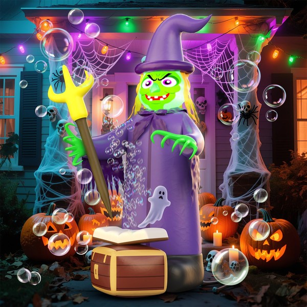 Skirfy 7FT Halloween Inflatables Outdoor Decoration Witch Bubbling Potion and