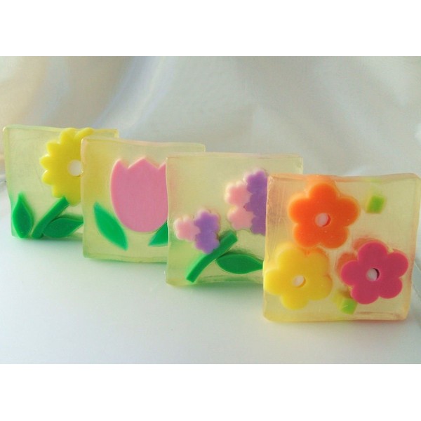 Four Assorted Flowers Glycerin Soaps