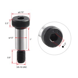PENCK Shoulder Screws Bolts Alloy Steel Hexagon Socket Head Shoulder Bolt, 2" Shoulder Length, 1/2" Shoulder Diameter, 3/8"-16 Thread, 2pcs