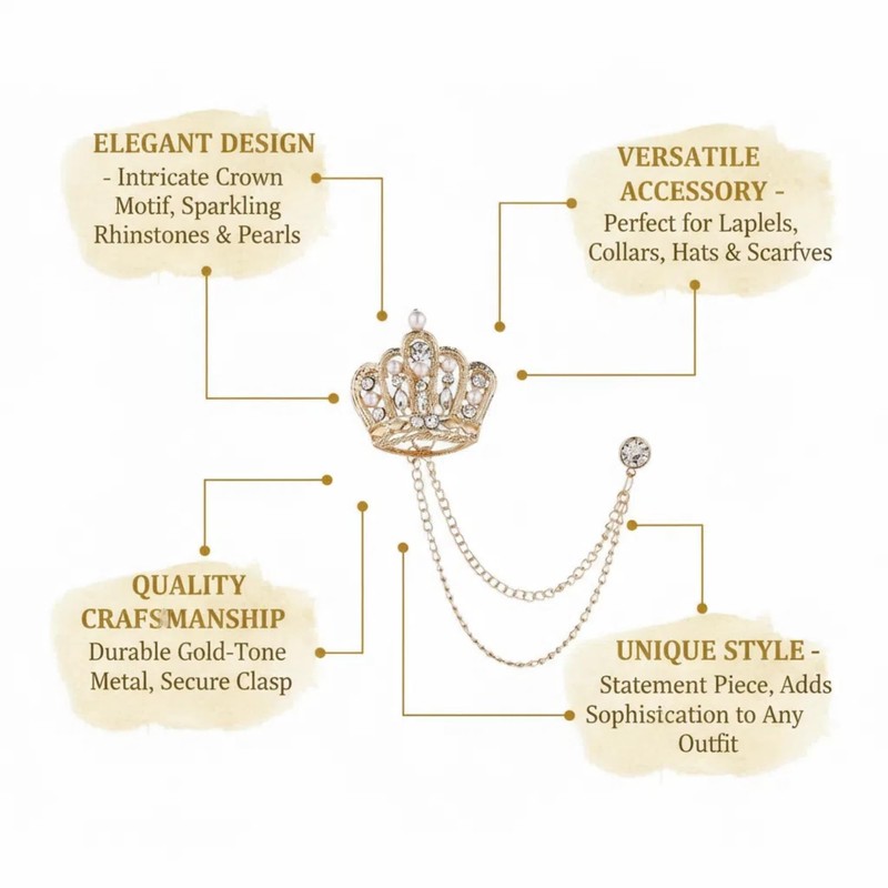 QPHYFXF Gifts for Husband: Retro Crown Lapel Pin with Long