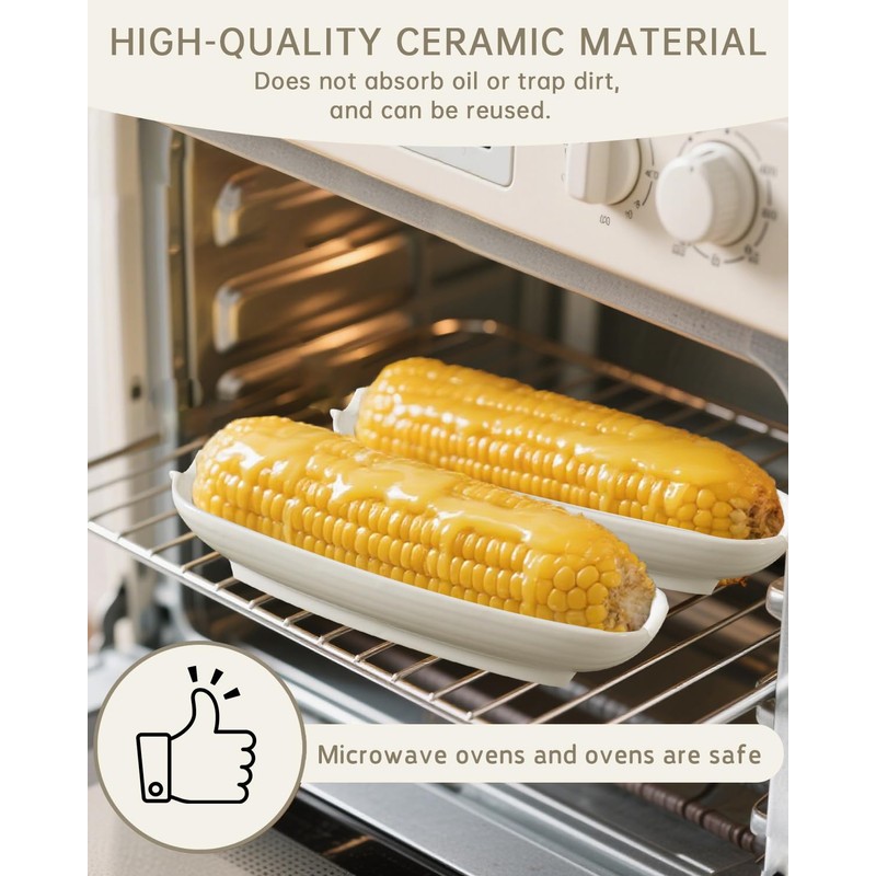 Ceramic Corn Cob Holders, 9" Corn on the Cob Dishes