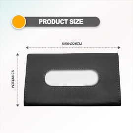 Premium PU Leather Car Tissue Holder Visor for Universal Auto, Car Tissue Case Holder Seat Back with Tissue Refill, Car Tissue Holder (Black)