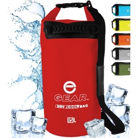 Enthusiast Gear Insulated Dry Bag Floating Cooler – 10L / 15L Roll Top, Leak Proof, Waterproof, Collapsible, with Padded Shoulder Strap - Perfect for Kayaking Fishing Beach Hiking (10 Liter, Red)