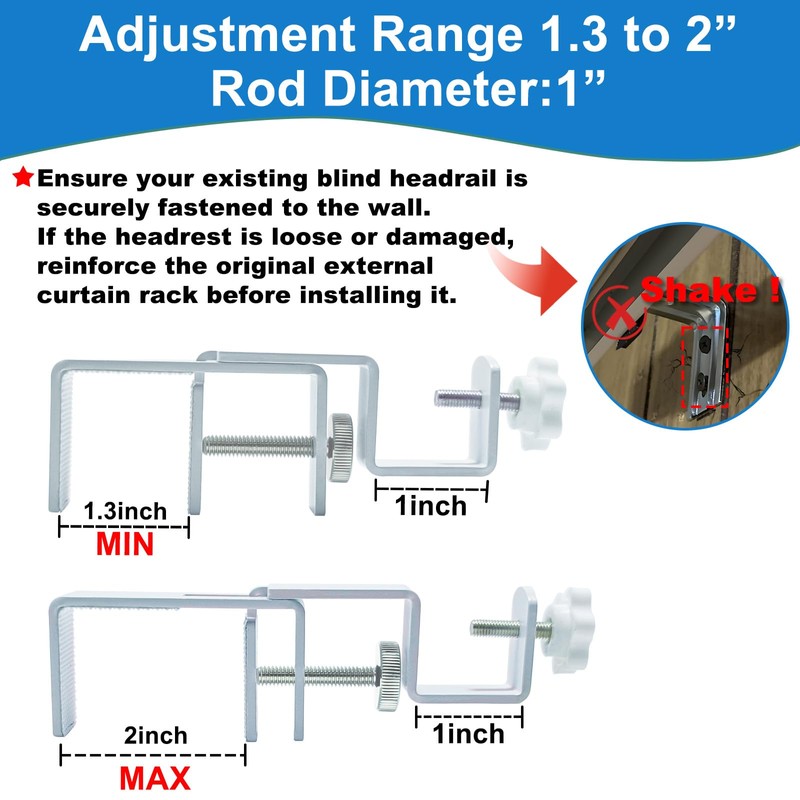 LAZTZQ Outside Mounted Blinds Curtain Rod Bracket Attachment, 1.3 -