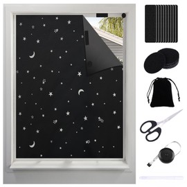 Scettar Blackout Fabric Sets, Blackout Roller Blind No Drilling, Portable Roof Window Blackout Fabric, Window Blackout Sun Protection Curtains with Thermal Insulation Layer (200 x 145-B)