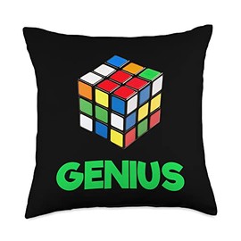 Bahaa's Tee For Genius People The Lover of Brain Training Cube On Fun Throw Pillow, 18x18, Multicolor