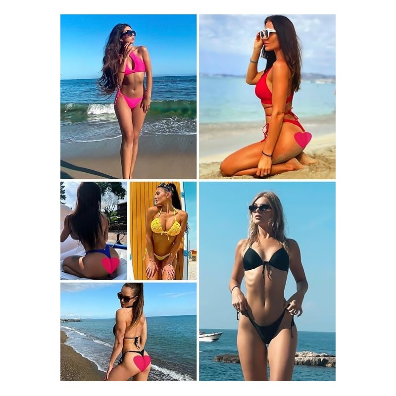 Women's Tie-Side Bikini Bottom G-String (White, S)