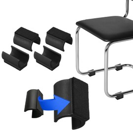 PATIKIL Rectangle U Shaped Chair Leg Tips Caps with Felt Pads, 4 Pack Slide Smoothly Furniture Feet Floor No Scratches No Noise Protectors Protect Hardwood Floors Fit Dia 25 mm Leg, Black