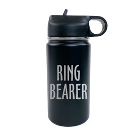 The Crafty Engineer Flower Girl or Ring Bearer Water Bottle - Insulated Water Bottle for Kids - The Perfect Ring Bearer or Ring Security Proposal Gift - 12 oz Kids Water Bottle - Black (Ring Bearer)