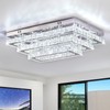 Finktonglan Modern Crystal LED Ceiling Light Fixture 20” Rectangular Flush