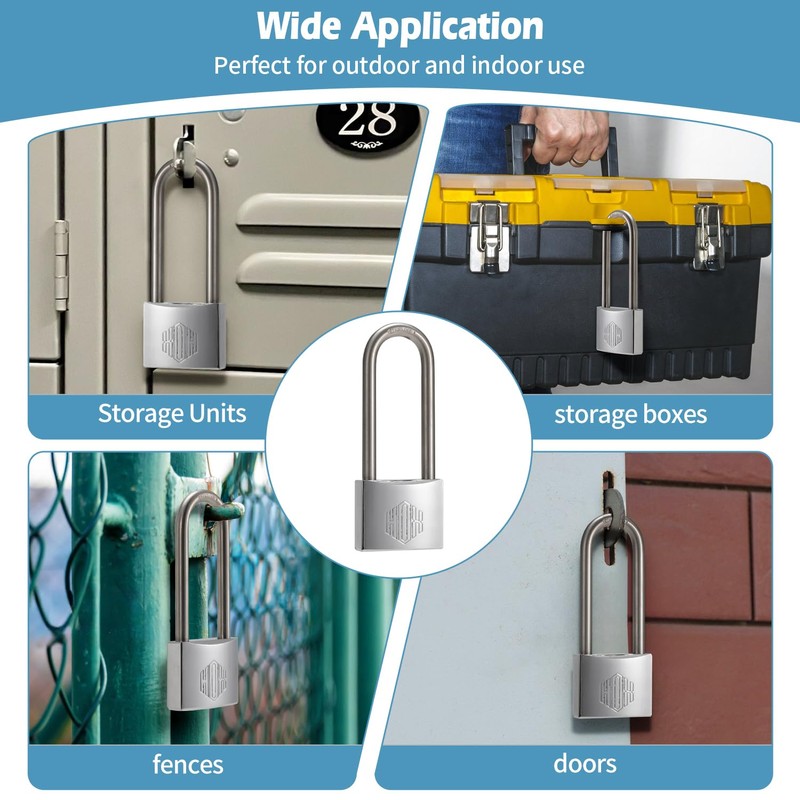 HOX Marine-Grade Rustproof Padlock, Stainless Steel Shackle & Chrome-Plated Brass