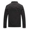 WenVen Men's Casual Cotton Jacket Canvas Military Field Jacket (B-Black,M)
