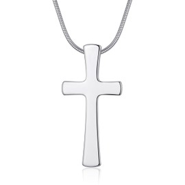 vicima Tungsten Cross Pendant Necklace for Men Tungsten Carbide Cross Pendant for Christian Stainless Steel Snake Chain