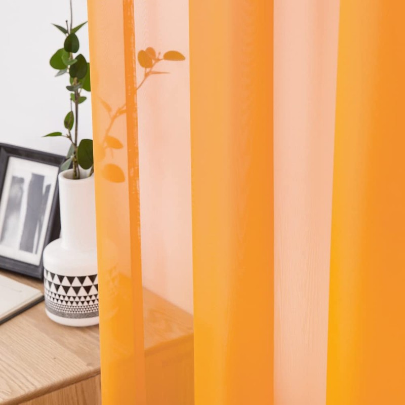 MIULEE Fall Half Window Sheer Curtains Rod Pocket Semitranslucent Voile