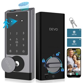 DEVO G1 Smart Lock with Camera & Doorbell, 6-in-1 Keyless Entry Door Lock with Fingerprint, App Remote, Auto Lock, Smart Built-in Wi-Fi Deadbolt for Front Door, Easy Installation, No Monthly Fee