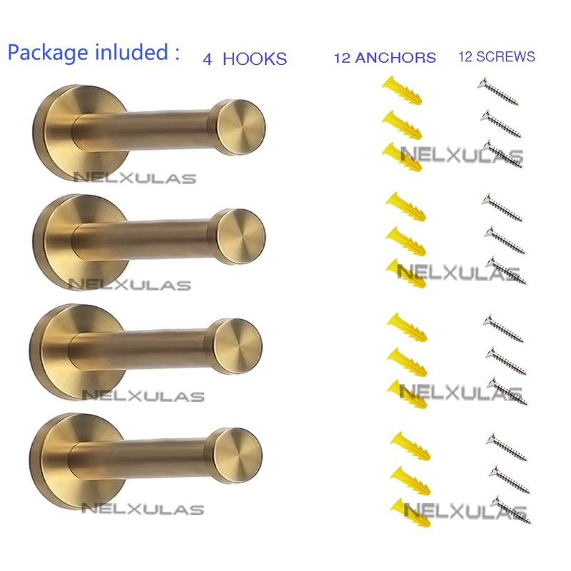 NELXULAS Golden Brushed Stainless Steel Single Heavy Duty Wall Mount