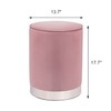 Homebeez 13.7" Width Round Pink Velvet Ottoman Foot Stool, Soft