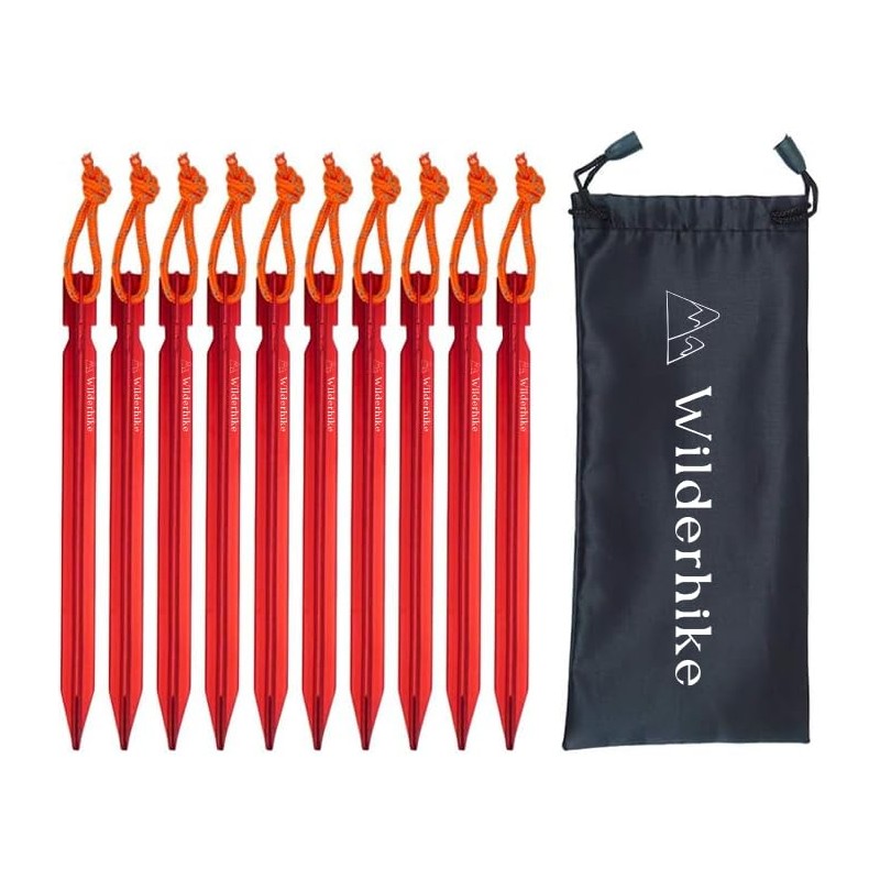 Wilderhike 10Pcs 18cm Aluminum Lightweight Outdoor Camping Peg Nail Stakes
