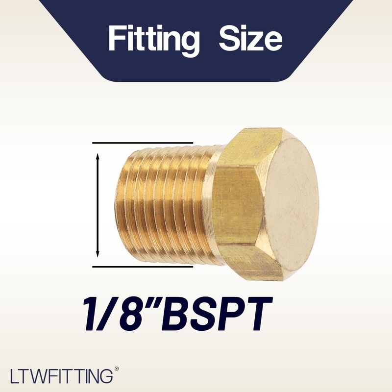 LTWFITTING Hex Plug Male Screw Size R (PT) 1/8 (Pack