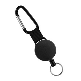 Extendable Key Fob, Lanyard with Key Fob for Key Ring or ID Card, Black