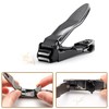 Splash-Proof Metal Nail Clipper with Sturdy Blade Stainless Steel Nail Clipper Set (Metal Black) 2ea
