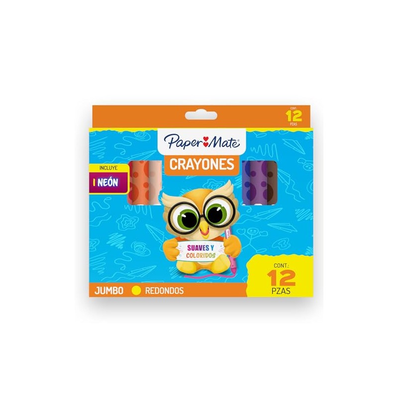 Crayones Jumbo Redondos Paper Mate 12 colores surtidos