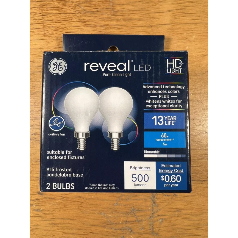 GE Reveal LED Light Bulb 2700K Frosted 60W 500 Lumen